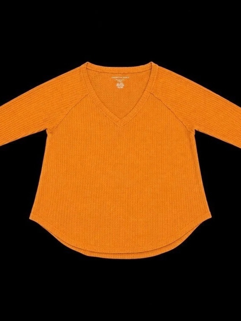 American Eagle Soft & Sexy Plush Waffle V-Neck Long Sleeve Top V-Neck Sweater